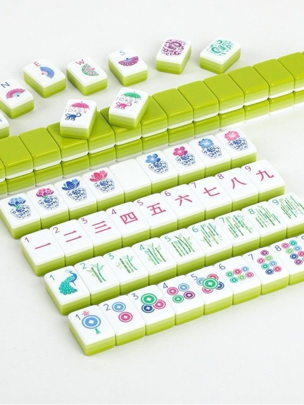 Green and White Mahjong Tile Set - Classic Home Games